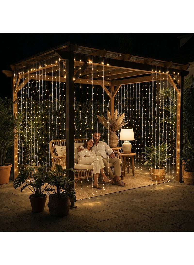 ZAYO LED Curtain Lights D8 Warm White Fairy Curtain String Lights Decorative LED Window Lights for Bedroom, Wedding Backdrop, Party, Home & Festival Decoration -  3 X 2 Meter - Image 4